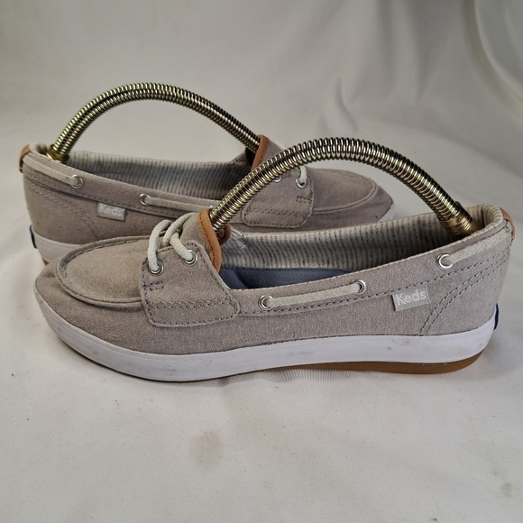 Keds lt gray canvas boatshoe sneakers women's size 6 - Picture 4 of 9